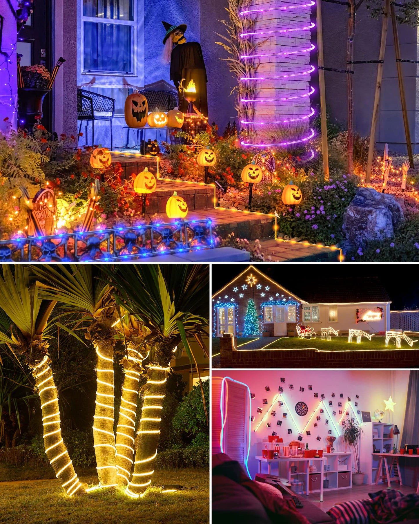 Rynx | Minetom 66Ft Color Changing Rope Light - 200 Led Flash Halloween Spotlights With Remote Control