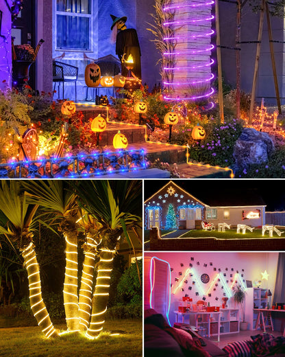 Rynx | Minetom 66Ft Color Changing Rope Light - 200 Led Flash Halloween Spotlights With Remote Control