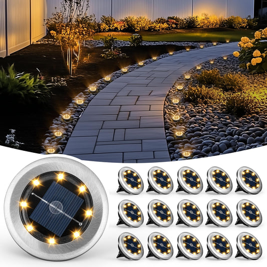 Rynx | Patiowin Mini Solar lamps for the ground, 16 Pack Solar lamps for the garden, Solar-powered Path lamps Water-resistant, Outdoor lights For Dri