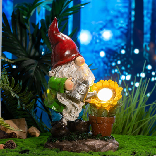 Rynx | Teresa'S Collections Sunflower Garden Gnomes With Solar Light - Cute Resin Garden Decorations