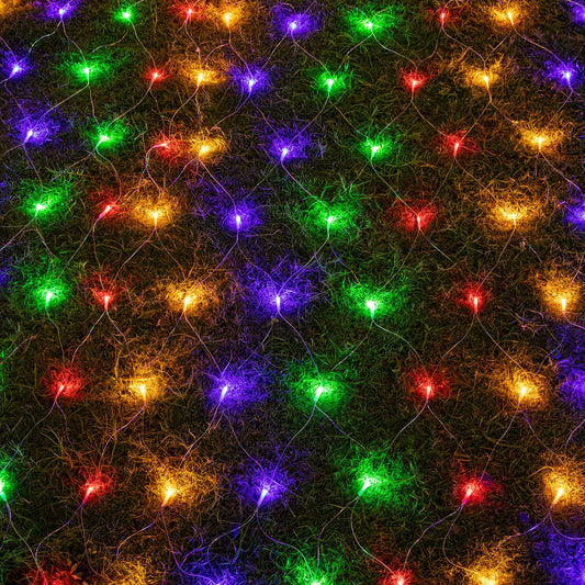 Rynx | Awq 200 Led 9.8Ft X 6.6Ft Light Chain Net Mesh Light 8 Modes For Christmas Wedding Party Home Garden Lawns Bushes Indoor Outdoor Decor (Multicolored)