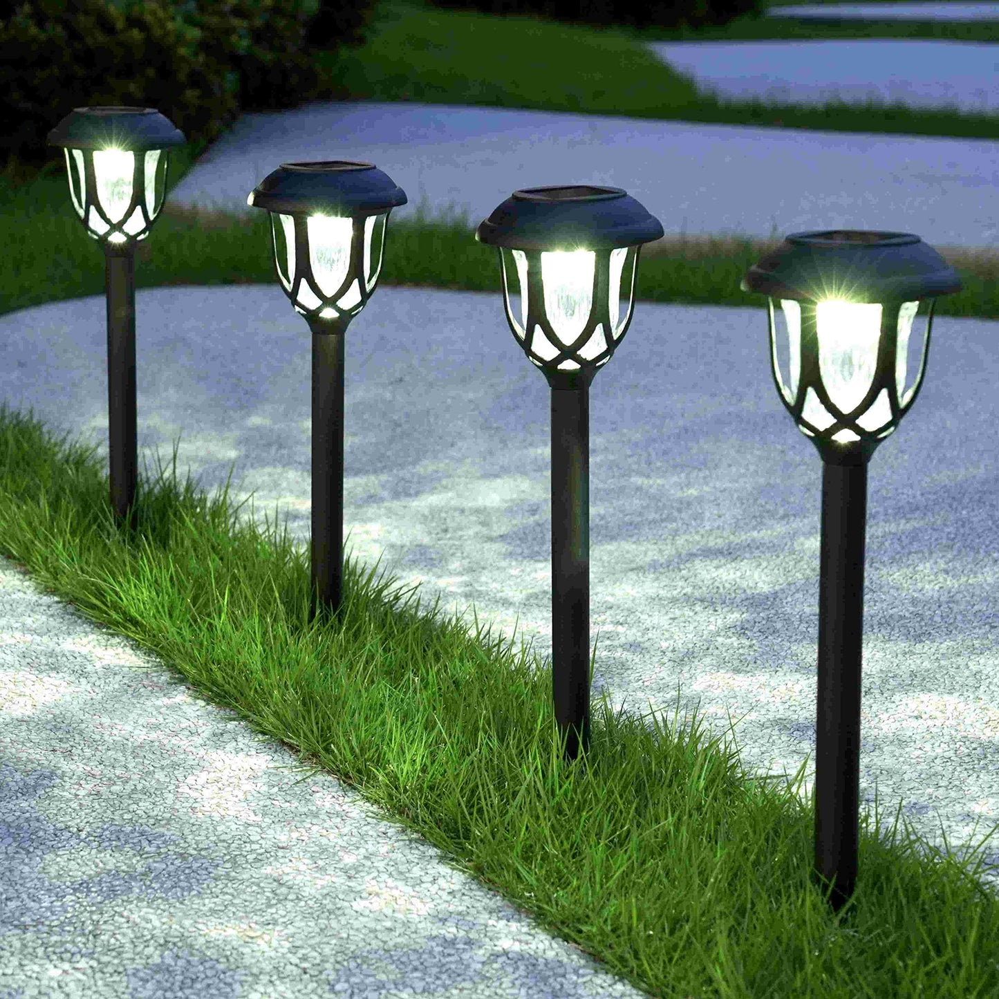 Rynx | Excmark 10 Pack Solar Path Light - Black Solar Garden Light for Walkway