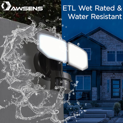 Rynx | Awsens 30W Led Motion Sensor Light - 2600 Lm, 180° Outdoor Flood Light, Waterproof, Bronze