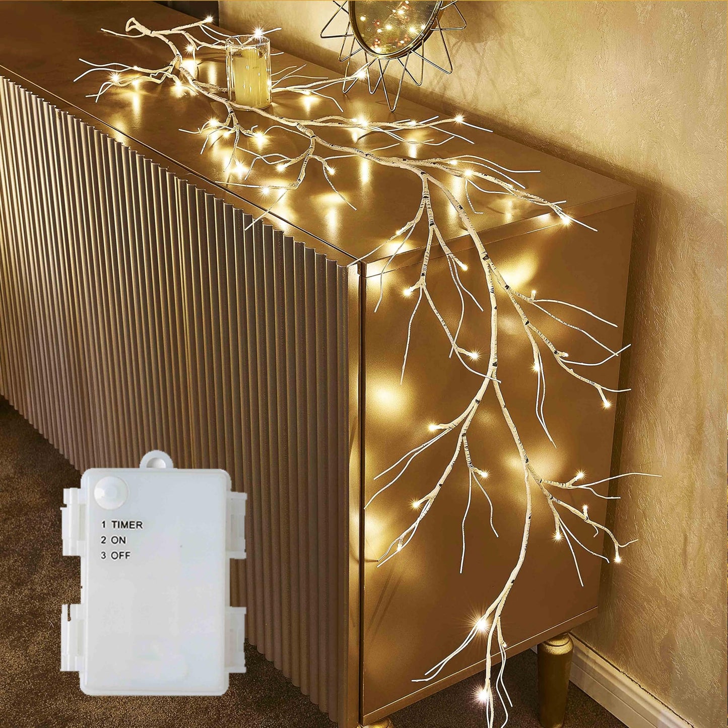 Rynx | Hairui Birch Garland With Lights 6Ft 48 Led Battery Powered, Illuminated Branch Vine With Timer For Christmas Home Fireplace Decoration Indoor Outdoor Use