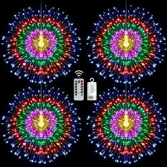 Rynx | 4 Pack Star String Lights Christmas Lights, 225 Led 8 Modes Dimmable With Remote Control, Waterproof Copper Wire Decorative Hanging Star Lights For Party Patio Garden Decoration (Many Colors)