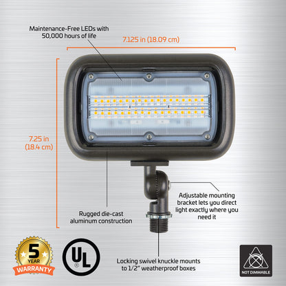 Rynx | Newhouse Lighting 30W Outdoor LED Wall Mount Floodlight, Weatherproof, Bronze Color