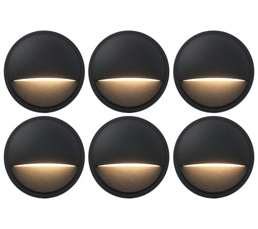 Rynx | Gkoled 12V Low Voltage Deck Posts Lamps - Led Stair Risers Lighting, 6-Pack, Black Aluminum Finish