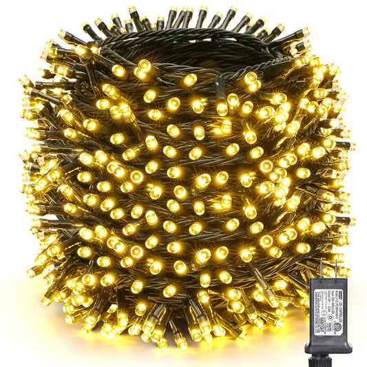 Rynx | Toodour Christmas Lights Outdoor, 338Ft 1000 Led Christmas Floodlights, 8 Modes, Timer, Waterproof Christmas Fairy Lights for Home Garden Patio Wedding Party Tree Xmas Decorations - Warm White
