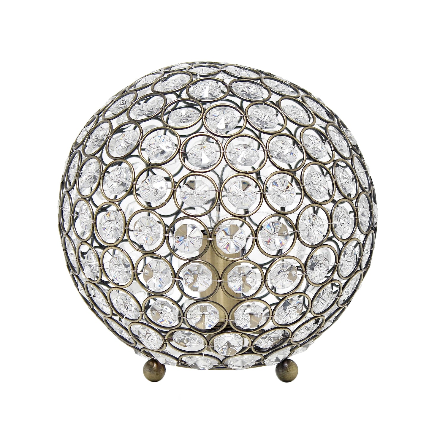 Rynx | Elegant Design Lt1026-Abs 8" Ellipse Crystal Collection Metal Crystal Ball Sequins Table Lamp For Accent Lighting, Decor, Living Room, Antique Brass