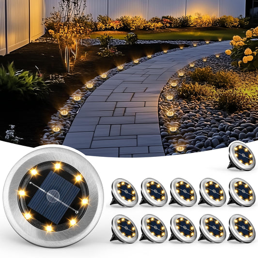 Rynx | Patiowin Mini Solar Ground Light, 12 Pack Solar Garden Lights, Solar Powered Path Lights Waterproof, Outdoor Lights For Dri
