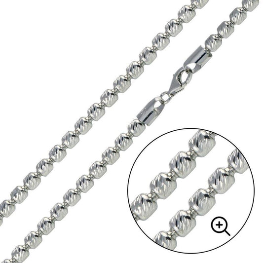 Rynx | 925 Sterling Silver 3mm Moon Cut Oval Flat Pearl Necklace