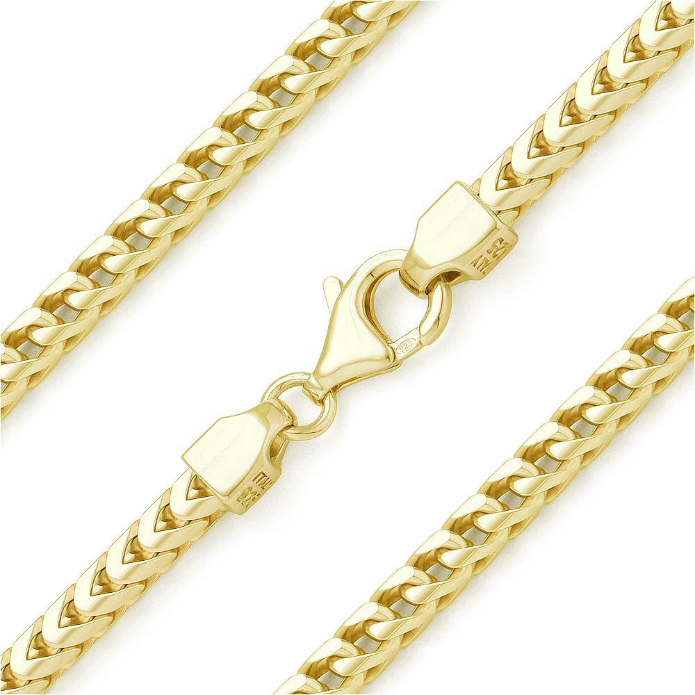 Rynx | 925 Sterling Silver Over 14k Yellow Gold 3mm Franco Chain