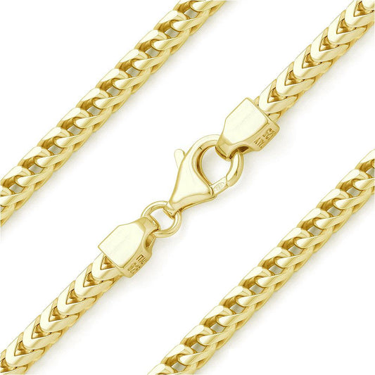 Rynx | 925 Sterling Silver Over 14k Yellow Gold 3mm Franco Chain