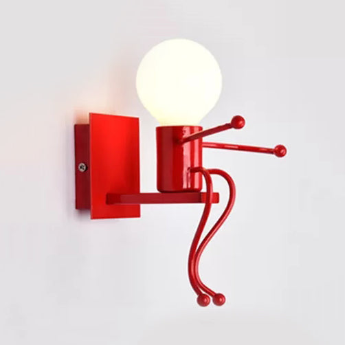 Rynx | Sitting People Shaped Night Light Metal Single Bulb Modern Stylish Wall Lamp in Red