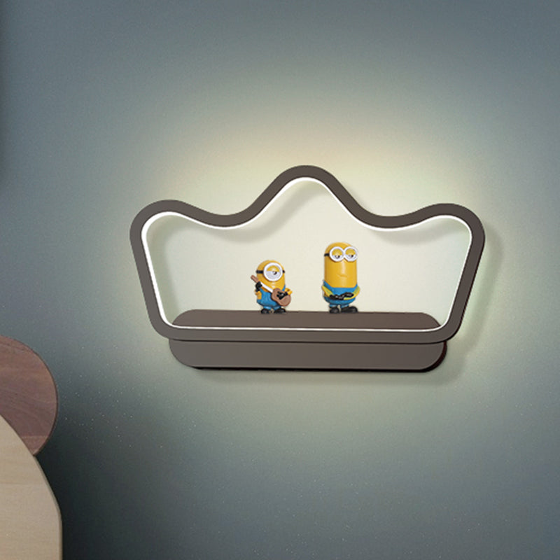 Rynx | Iron Bear/Crown Frame Wall Lamp Nordic Style LED Wall Fixture in Black/Gold for Children's Bedside