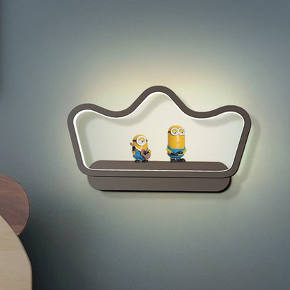Rynx | Iron Bear/Crown Frame Wall Lamp Nordic Style LED Wall Fixture in Black/Gold for Children's Bedside
