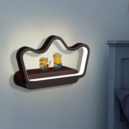 Rynx | Iron Bear/Crown Frame Wall Lamp Nordic Style LED Wall Fixture in Black/Gold for Children's Bedside