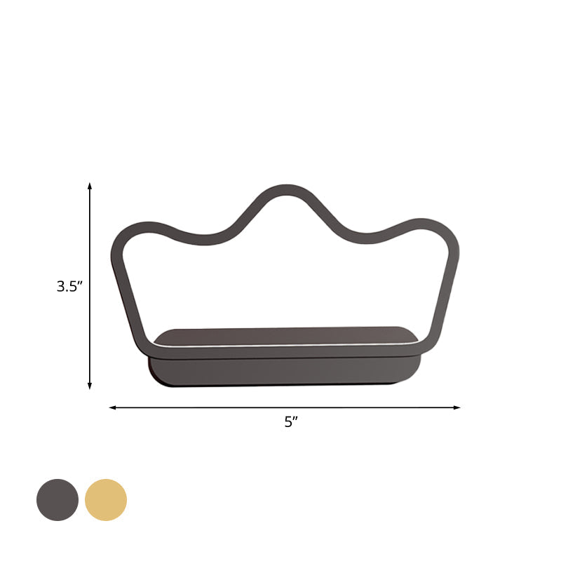 Rynx | Iron Bear/Crown Frame Wall Lamp Nordic Style LED Wall Fixture in Black/Gold for Children's Bedside