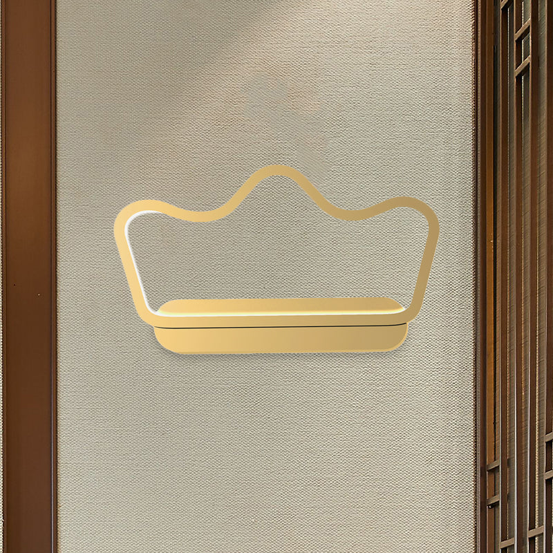 Rynx | Iron Bear/Crown Frame Wall Lamp Nordic Style LED Wall Fixture in Black/Gold for Children's Bedside