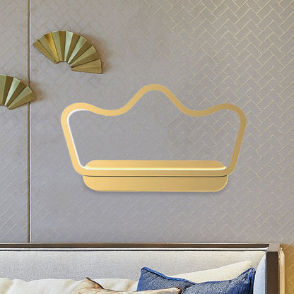 Rynx | Iron Bear/Crown Frame Wall Lamp Nordic Style LED Wall Fixture in Black/Gold for Children's Bedside