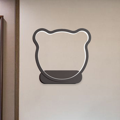 Rynx | Iron Bear/Crown Frame Wall Lamp Nordic Style LED Wall Fixture in Black/Gold for Children's Bedside