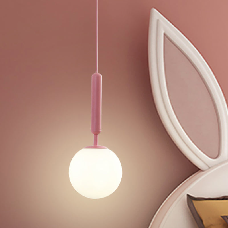 Rynx | 1 Bulb Wall Pendant Light Minimalism Pink Finish Wall Mounted Lamp with Globe White Matte/Clear Water Glass Shade