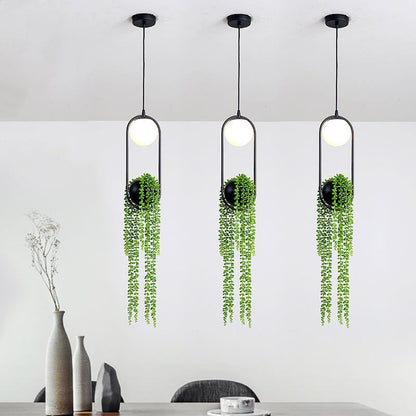 Rynx | EcoOrb Glass Pendant Light | Plant Holder Design | 1-Light Pendant Light | Warm White & White Light