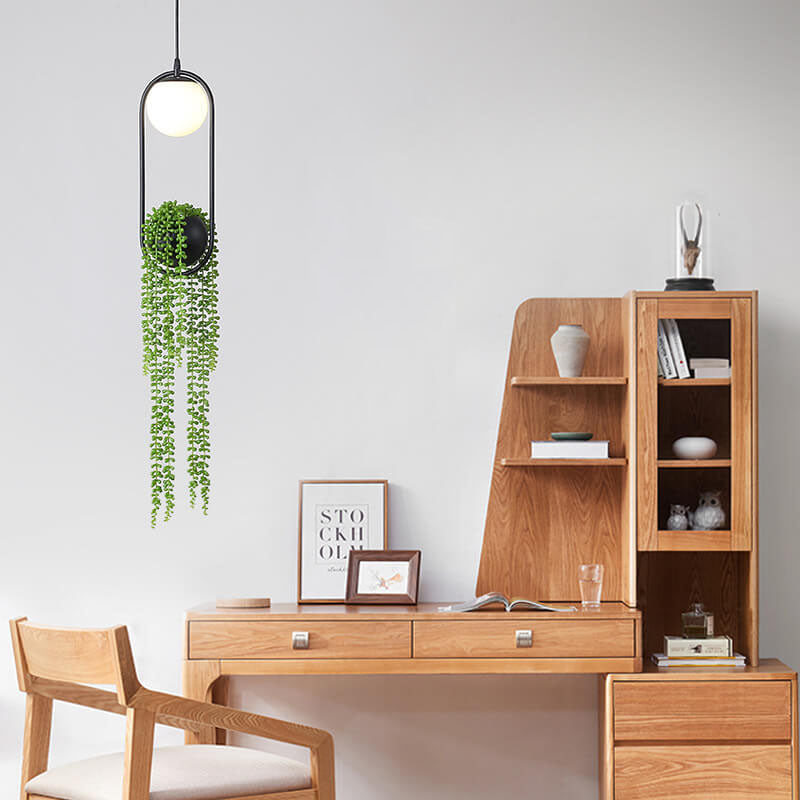 Rynx | EcoOrb Glass Pendant Light | Plant Holder Design | 1-Light Pendant Light | Warm White & White Light