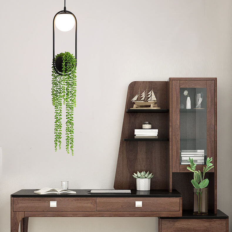 Rynx | EcoOrb Glass Pendant Light | Plant Holder Design | 1-Light Pendant Light | Warm White & White Light