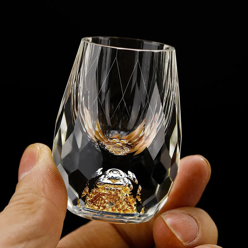Rynx | Luxury Crystal Glass Double Bottom Gold Foil Teacup