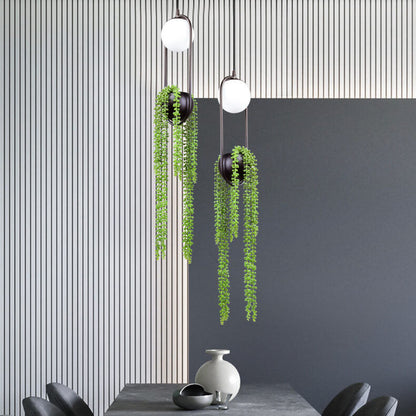 Rynx | EcoOrb Glass Pendant Light | Plant Holder Design | 1-Light Pendant Light | Warm White & White Light