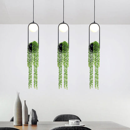 Rynx | EcoOrb Glass Pendant Light | Plant Holder Design | 1-Light Pendant Light | Warm White & White Light