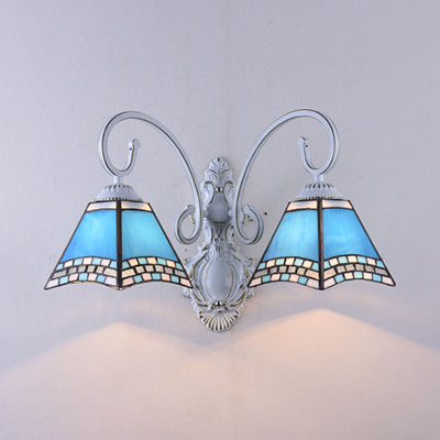 Rynx | Nautical Pyramid Wall Lamp Enamelled Glass 2 Lights Indoor Lighting for Living Room