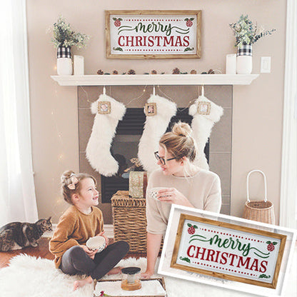 Rynx | Nostalgic Merry Christmas Sign with Wooden Frame