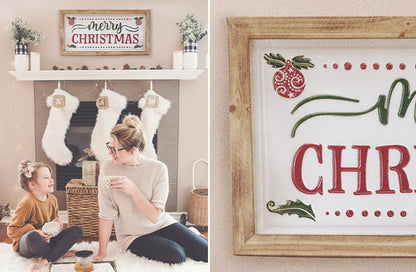 Rynx | Nostalgic Merry Christmas Sign with Wooden Frame