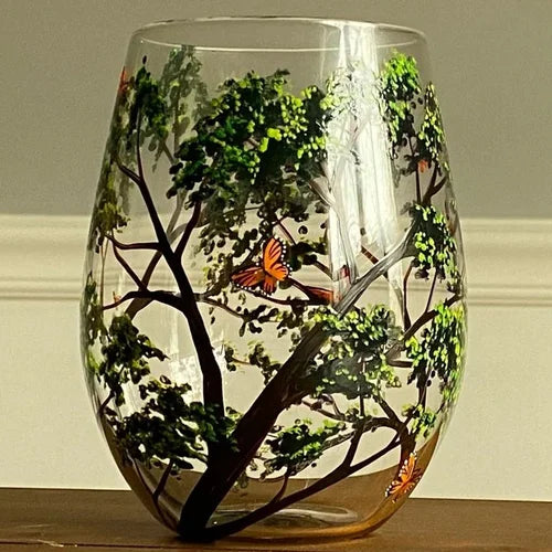 RYNX | Four Seasons Tree Wine Glasses - Hand Painted Art