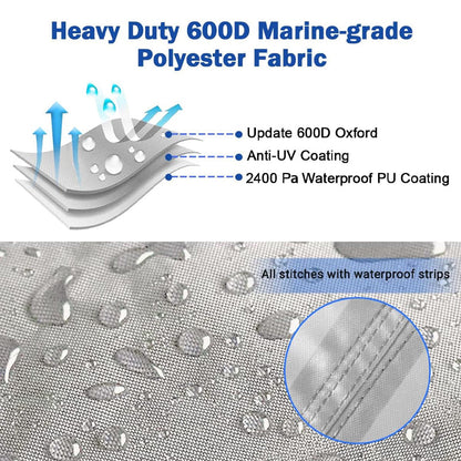 Rynx | 20'-22' Boat Cover 600D Trailerable Waterproof Boat Cover Protection Cover for All-Weather