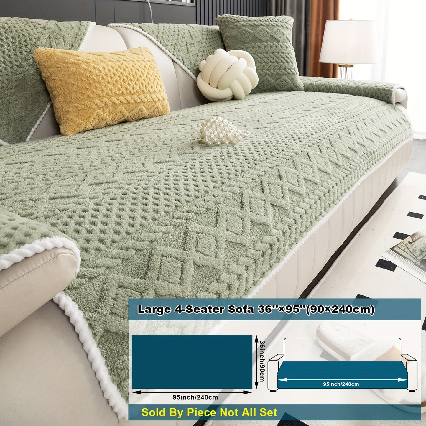 Rynx | 1pc Sofa Slipcover - Pet Dog Friendly, Fuzzy Non-Slip, Breathable Sofa Cover for Bedroom, Office, Living Room Decor