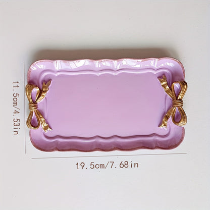 Rynx | VintageServe-Dessert Plate - Rectangular Harse Candy Bowl with Bow Button