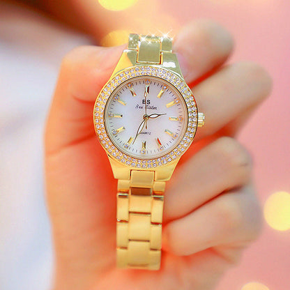 Rynx | Elegant luxury full diamonds small dial steel strap quartz watch
