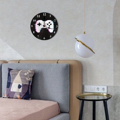 Rynx | Round Wall Clock for Gamers - Wooden Clock with Battery, 25.4cm