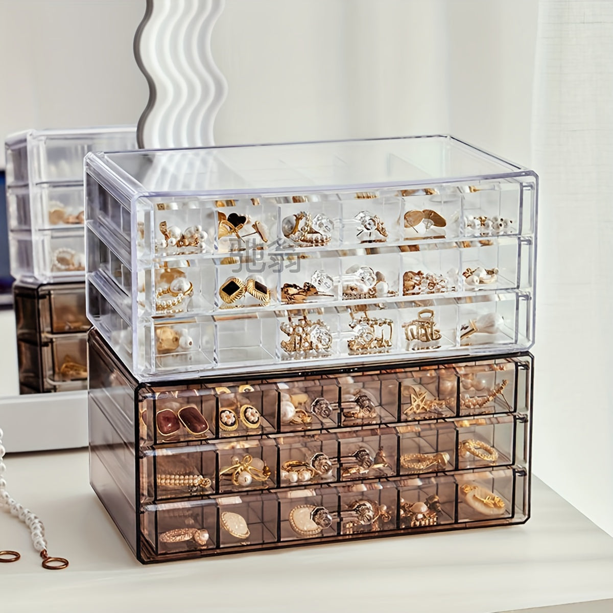 Rynx | 3-layer Large Jewelry Box – 72-compartment for Rings, Earrings, and Chains