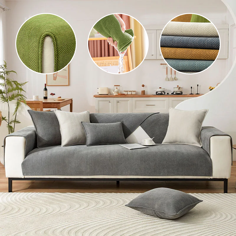 Rynx | Herringbone Chenille Fabric Furniture Protector Sofa Cover