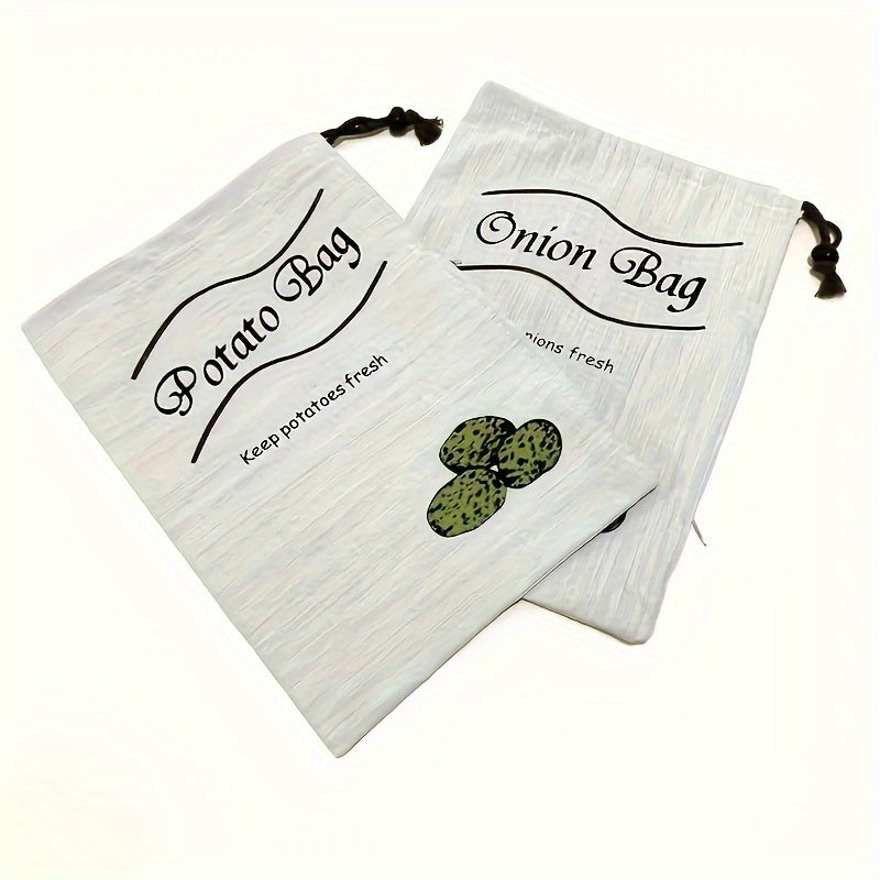 Rynx | Set of 2 Reusable Vegetable Bags – Food-Safe Drawstring Storage for Fresh Potatoes, Onions & Root Veggies, Prevent Sprouting, Kitchen Organizer