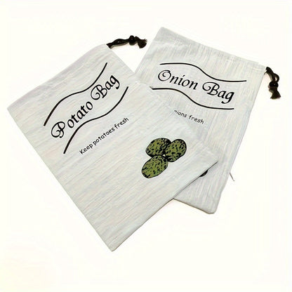 Rynx | Set of 2 Reusable Vegetable Bags – Food-Safe Drawstring Storage for Fresh Potatoes, Onions & Root Veggies, Prevent Sprouting, Kitchen Organizer