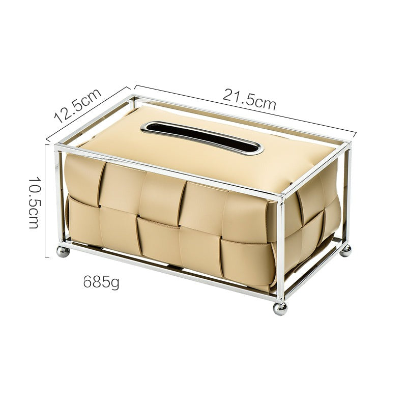 Rynx | light luxury style wrought iron leather chessboard tissue box living room woven paper box restaurant tissue storage box