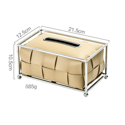 Rynx | light luxury style wrought iron leather chessboard tissue box living room woven paper box restaurant tissue storage box
