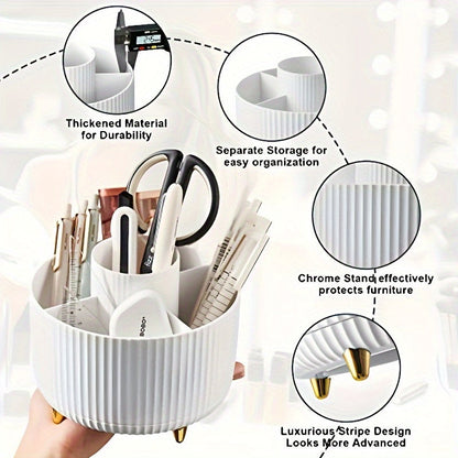 Rynx | 360° Rotation Make-up Organizer – Durable Plastic Cosmetic Storage Box with 5 Compartments