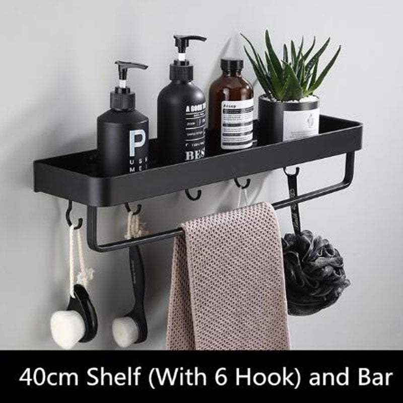 Rynx | Black Bathroom Shelf Space Aluminium Wall Mounted