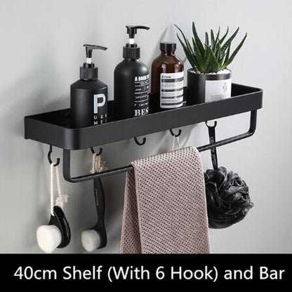 Rynx | Black Bathroom Shelf Space Aluminium Wall Mounted